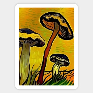 CUTE YELLOW AND ORANGE VAN GOGH STYLE MUSHROOMS Sticker